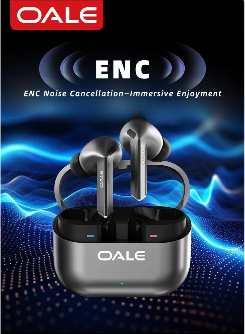 OALE Buds3 Pro True Wireless Earbuds, Bluetooth 5.4, ENC Noise Cancellation, Clear Calls, Siri Support, Touch Control, Up to 30H Playback | Black - Image 3